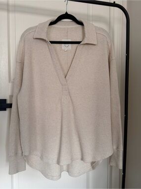 Aerie Lumber Jane Waffle Polo Sweatshirt